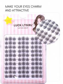 90pcs Tassel Style Transparent Stem False Eyelashes, Natural Messy Wild Cartoon Fairy C-Curl Lashes - C - View 5