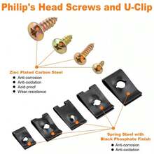 200X Universal Metal U-Type Screw + Clips Car Bumper Fender Trim Panel Fastener - 200pcs - View 7