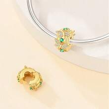 1 Piece Silver Plated Gold Series - Petal Dragonfly Moon Star Bead Suitable For 3mm Bracelet Bracelet DIY Pendant Women's Fashion Jewelry Holiday Birthday Gift - Gold - View 5