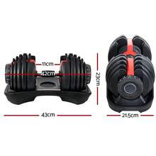 Everfit 24kg Dumbbells Adjustable Dumbbell Weight Plates Home Gym 2pcs - 黑色,紅色 - 查看 2