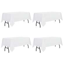 4 Pack White Tablecloth 60 X 84 Inch, Rectangle Table Cloth For 4ft Tables - Stain And Wrinkle Resistant Washable Polyester Table Cover For Dining Wedding Banquet Party Buffet Restaurant - trắng - Xem 1