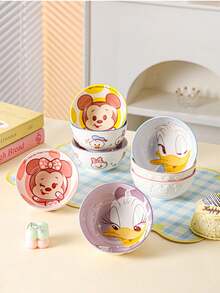 Disney 迪士尼卡通陶瓷釉面餐具，高品质家用耐热饭碗 - 彩色 - 查看 4