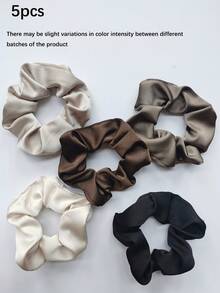 24/12/10件套女士纯色缎面丝绸发圈，柔软缎面弹力发带，不伤发，适合扎高马尾和日常佩戴，家居美发饰品 - 彩色 - 查看 16