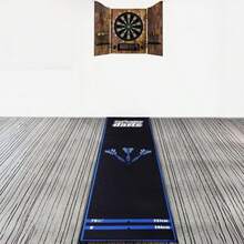 Tablero de dardos profesional, tablero de dardos de punta de acero y punta blanda con líneas de tiro, alfombra con línea de tiro de dardos, protege el piso y las puntas de los dardos, accesorios de dardos - Negro - Ver 3