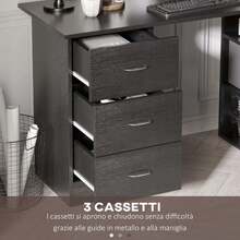 HOMCOM Scrivania Porta PC con 3 Cassetti e 3 Ripiani, Scrivania per Camera e Ufficio 120x49x72cm, Nero - A4 - Visualizzare 6