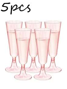 5.5oz Reusable Plastic Champagne Flutes, Elegant And Fashionable, Suitable For Weddings, Parties, Birthday Gatherings (Champagne Glasses, Wine Glasses, Plastic Cups, Cocktail Glasses, Birthday Cups) - Multicolor - View 14