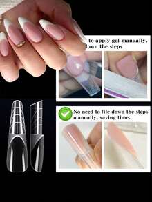 150pcs Reusable Transparent French Manicure Nail Forms, 15 Sizes, Nail Extension Gel Nail Art Stickers, DIY Nail Salon French Manicure Double-Ended Molds, Suitable For Beginners - Clear - View 7