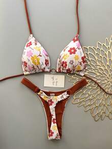 Bộ bikini hai mảnh in hoa dành cho nữ, thích hợp cho kỳ nghỉ hè ở bãi biển. - Nhiều màu - Xem 1