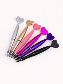 3PCS Heart-Shaped Ballpoint Pens, Black Ink Pen Set, Smooth Writing Office Supplies, Creative Desk Stationery, Gift For Colleagues And Friends - Sets - View 3
