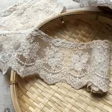 Vintage Crown Lace Satin Ribbon Applique, Elegant Embroidered Lace Trim For Easter Decor, Spring Sewing Crafts, Bridal Wedding Dresses, Curtain Tablecloth Home Decoration DIY - 網狀蕾絲 - 查看 2
