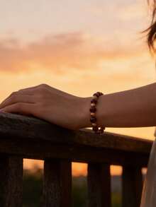 6毫米石榴石铜珠波西米亚风更年期平衡手链，天然宝石首饰，可缓解潮热和更年期症状 - 彩色 - 查看 5