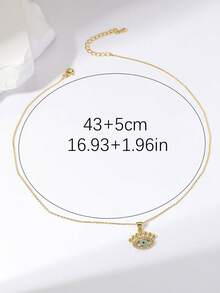 1pc Sparkling Cubic Zirconia Devil's Eye Pendant Necklace, Suitable For Women, Couples, Daily Wear, Music Festivals - Multicolor - View 3