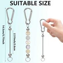 6pcs Metal Beaded Keychain Blanks, DIY Beaded Keychain Pendant Making Kit, Suitable For Beaded Pendant DIY Crafts, Jewelry Making Materials, Beaded Keychain Accessories - Gourd Beaded Buckle - View 2