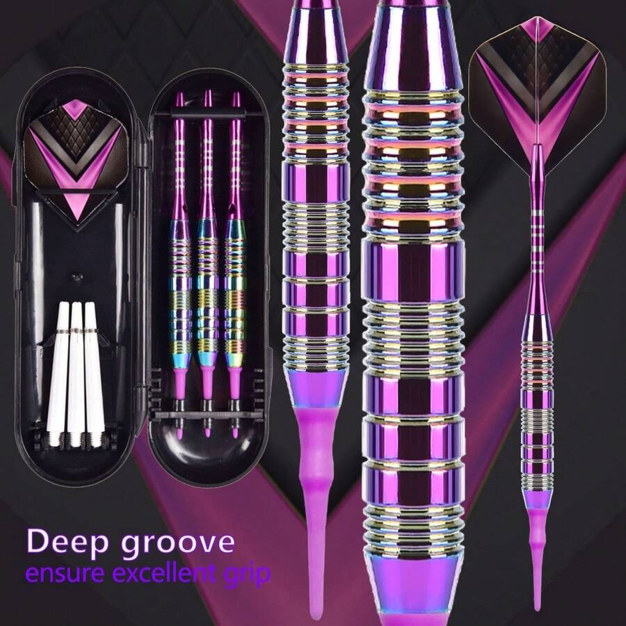 3pcs/Set Soft Tip Darts Set, With Colorful Electronic Dart Needle Protective Cover, Soft Tip Darts For Professional Electronic Dart Board