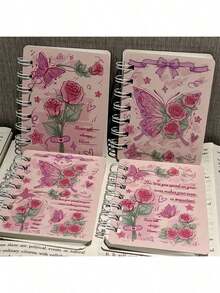 Ins Style High-Looking Rose And Butterfly A7 Coil Book RomAntic Style Thickeneded SmAll Homework Book Gift Book - ngẫu nhiên - Xem 2