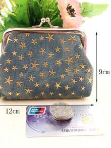 1个牛仔帆布烫金零钱包，开口红色信封硬币袋，女孩手提小包，布艺零钱包 - 彩色 - 查看 9