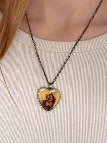 Suteyi Charming Retro Heart-Shaped Cat Pendant Necklace - Antique Bronze Chain, Vintage Style Jewelry With Adorable Cat Design, Perfect Gift For Cat Lovers(Random Jewelry) - ngẫu nhiên - Xem 7