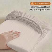 1Pieza Sábana de Cajón Ajustable para Individual/Matrimonial/Queen/King Protectora de Colchón Tela Alta Elasticidad,No Hace Bolitas Ajuste Perfecto y Silenciosa,Uso Todo el Año Ideal para Hogar Hotel y Departamento(Sin Fundas de Almohada) - blanquecino - Ver 4
