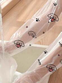 卡通印花手套，加长加厚一次性长袖手套，可爱小狗图案长袖手套，厨房必备手套 - 多色 - 查看 1