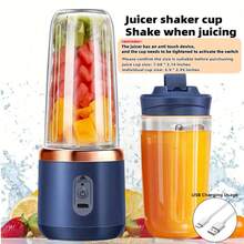 1个400毫升无线便携式电动榨汁搅拌机，包含6个榨汁刀片和2个杯子，多功能榨汁搅拌机，适用于蔬菜、水果和奶昔，适合家庭厨房、户外团队建设和野餐榨汁。 - 彩色 - 查看 2