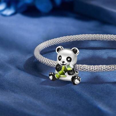 1pc Fashionable 925 Sterling Silver Shiny Panda Bead, Suitable For Women Bracelet DIY, Jewelry, Daily Matching, Decoration
