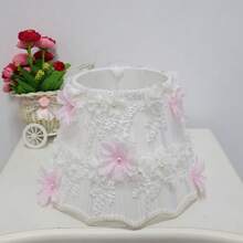 Pleated Fabric Lampshade, Wavy Shape, Pure White Fabric With 3D Cherry Blossom Petal Decor, Romantic Bedroom Lamp Shade, Lace Floral Trim Decor, Bedside Lamp Accessories - Straight Cherry Blossom Lampshade - View 11