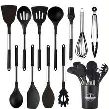 12/14 delar silikon köksredskap, nonstick silikon köksredskap med handtag i rostfritt stål, diskmaskin moderna köksredskap, köksredskap, köksnödvändigheter - Multifärgad - Visa 1