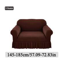 1PC Elastic Skirt Sofa Cover Universal Four Seasons Anti-Dirty And Non-Slip Solid Color Sofa Cover Suitable For 1/2/3/4 Seat Home/Living Room Decoration All-Inclusive Sofa Protective Cover Valentine's Day Gifts Valentine's Day Decorations - 咖啡色-1 - 查看 13