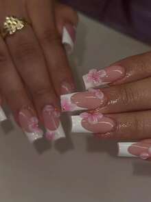 Bộ 10 miếng dán móng tay vuông màu hồng và trắng gradient, phủ toàn bộ móng, làm thủ công, trang trí hoa hồng 3D siêu hấp dẫn, ngọt ngào và tinh tế, dễ dàng tạo nên bộ móng lãng mạn, thêm phần quyến rũ cho đầu ngón tay, thể hiện phong cách thời trang táo bạo. Hoàn hảo cho các bữa tiệc, dạ hội và sử dụng hàng ngày. Một món quà tuyệt vời dành cho phụ nữ và các cô gái. Móng tay giả, dụng cụ làm móng, móng dán thủ công. - Màu Hồng baby - Xem 13