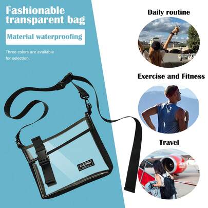 Fashionable Versatile Crossbody Bag, Transparent Jelly Bag With Large Capacity For Travel, Business Trip, Toiletry, Commute, Short Trip, Shoulder Bag, Multi-Functional Storage Bag