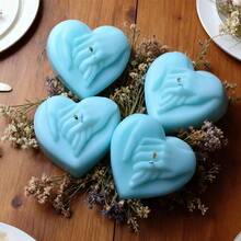5pcs/Set Hand-In-Hand Heart Shaped Silicone Candle Mold, Heart Resin, Soap, Gypsum DIY Tools For Wedding Party Decor, Handmade Candle Making Kit, Valentine's Day Gift - 5pcs - View 3