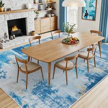 5x7 Ft Washable Area Rug: Abstract Non-Slip Soft Blue Neutral Area Carpet, Suitable For Bedroom, Living Room, Dining Room (Blue) - Blue - View 7