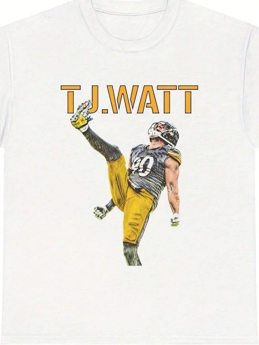 TJ Watt T-Shirt Pitburgh Steelers Shirt Football Fan Rel Uni Steelers Tee Game Day Shirt Spor Gift For And Wo220G Heavyw - trắng - Xem 1