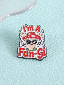 1Pc I'm A Fungi Cute Mushroom Enamel Pin Funny Pun Cartoon Mushroom With Fashion Glasses Brooch Lapel Badge Jewelry Gift For Friends ﻿ - Multicolor - View 4