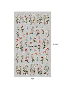 2pcs Spring/Summer Floral Embossed Nail Art Stickers - Delicate Colorful Flowers, Vines, Wheat, Butterflies, Tulips DIY Design, Suitable For Women's Daily, Wedding, Holiday One-Time Self-Adhesive Nail Stickers, Minimalist, Luxurious Theme Style, Easy To Apply Nail Decorations Nail Supplies Nails - Multicolor - View 7