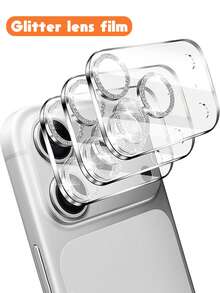 1pc Glitter Lens Protector Film, Suitable Compatible With Apple 17 Pro/17 Pro Max, Glitter Camera Lens High-Definition Protective Film, Rear Camera Lens Sticker - Silver - View 13