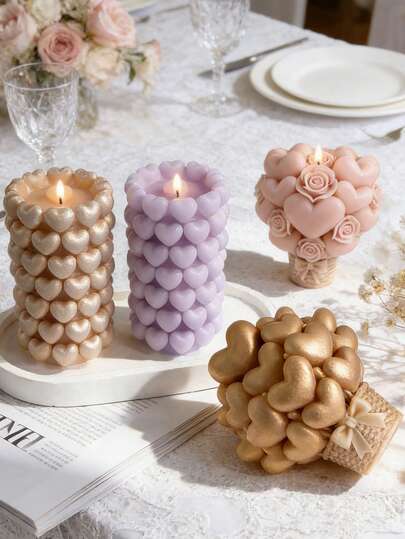 1pc Romantic 3D Heart Basket Silicone Mold | Heat-Resistant Reusable Mold For DIY Cylinder Candle/Crafts - Perfect For Valentine's Day/Mother's Day Women Gift Wedding Favor Handmade Art Candles