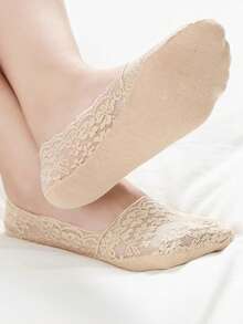 女士夏季薄款透气防滑隐形蕾丝船袜透明休闲低帮袜 - 彩色 - 查看 6