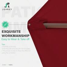 9 Ft Patio Umbrella Replacement Canopy For 8 Ribs, Table Market Yard Umbrella Replacement Top Cover-Dark Red (Canopy Only) - 深紅色 - 查看 6