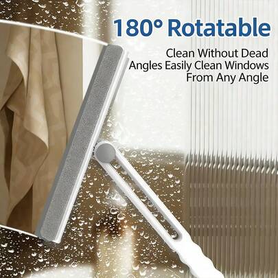 2-In-1 Foldable Window Squeegee, Household Glass Cleaning Tool For Kitchen, Bathroom, High-Rise Window Exterior, Slouchy Person Hand Scraper