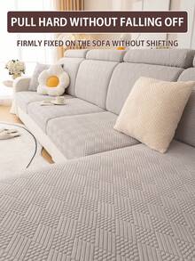 1pc Modern Minimalist Plush Sofa Slipcover, Non-Slip Durable Elastic Cover, Machine Washable Pet-Friendly, Suitable For Living Room & Bedroom, All Seasons - Snow Bud - Light Grey - View 7