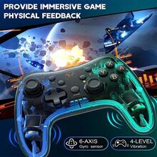 Transparent Wireless Gamepad With RGB Effect, 6-Axis Gyroscope, 360-Degree High-Precision Joystick, Dual Vibration, Compatible With Switch OLED/Lite, PC, Android, IOS, Hall Effect Steering Wheel, Dazzling RGB Lighting, Ergonomic Design, Gaming Accessory, Fashionable Gaming Peripheral, Premium Material, Competitive Gaming, Modern Controller, Structure, PC Gamer - Transparent Black - View 3