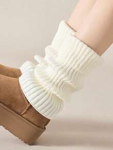 Women's Warm Leg Socks, White Knitted Warm Leg Socks, Suitable For Autumn And Winter Wear, Versatile And Stylish - Multicolor - View 1