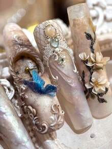 1pc Magnolia Flower & Floral 3D Carving Transparent Silicone Nail Art Mold - Clear - View 6