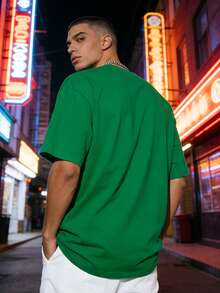 1pc Summer Outfits 100 Percent Cotton Graphic T Shirts Men Clothes Summer Tops Men Shirt Playeras De Hombre Machine Washable Casual Streetwear For Gym, Beach & Casual Attire - Comfort Fit Short Sleeve Round Neck Top, Ideal For Gifting And Pairs Perfectly With Jeans, Casual Pants And Shorts. - màu xanh lá - Xem 2
