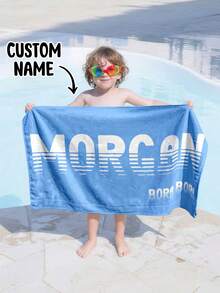 Personalized Children's Beach Towel, Perfect Summer Birthday Gift, Suitable For Various Summer Occasions. Customizable Beach Towel And Accessories, Applicable For Beach, Swimming Pool, Travel, Camping, Yoga And Other Scenarios., Quick-Dry - Multicolor - View 1