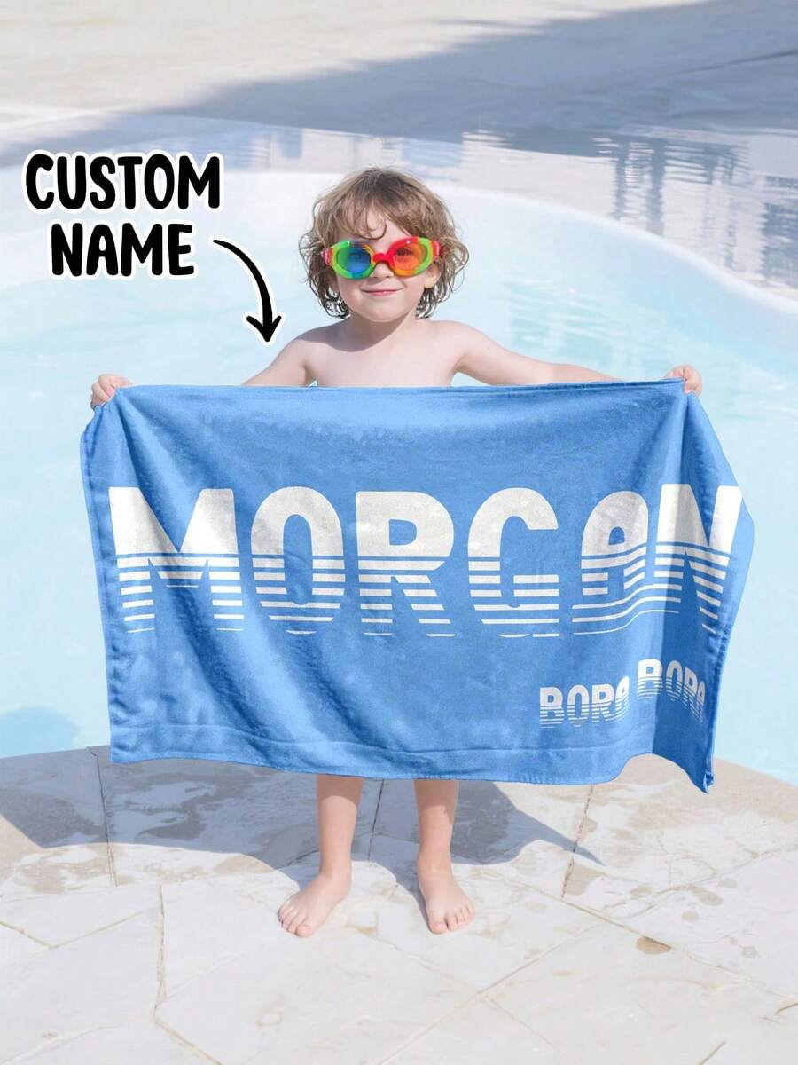 Personalized Children's Beach Towel, Perfect Summer Birthday Gift, Suitable For Various Summer Occasions. Customizable Beach Towel And Accessories, Applicable For Beach, Swimming Pool, Travel, Camping, Yoga And Other Scenarios., Quick-Dry - Multicolor - View 1