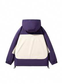 Women's Spring/Autumn Hooded Jacket – Casual Sporty Design, Stylish Versatile Color-Block Style, Ins Hit, Balancing Comfort And Fashion. Perfect As A Birthday Gift For Your Girlfriend Or Family Members. - 紫色 - 查看 4