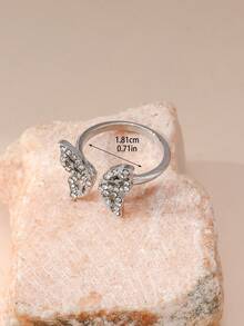 1枚精致全镶钻蝴蝶翅膀可调节戒指，优雅而 - 簡約指環 - 查看 3