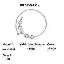 Nueva cadena de cintura ajustable de metal con forma de media luna y multicapa de moda para mujeres, joyería corporal versátil - Plata de una sola capa - Ver 3
